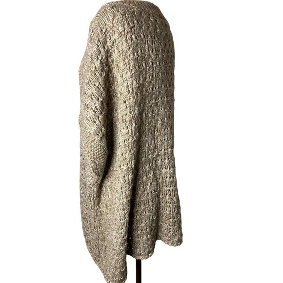 Coco Carmen sweater poncho open knit square V-neck One size pull over - Picture 3 of 12